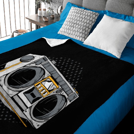 Retro Vintage 80s radio design Baby Blankets