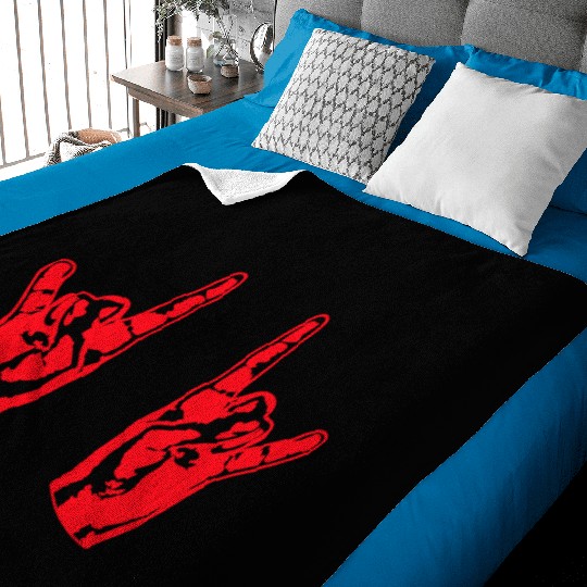 Two heavy metal hard rock horn finger hand gesture Baby Blankets