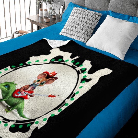 Mouse on Lizard Playing Guitar Baby Blankets
