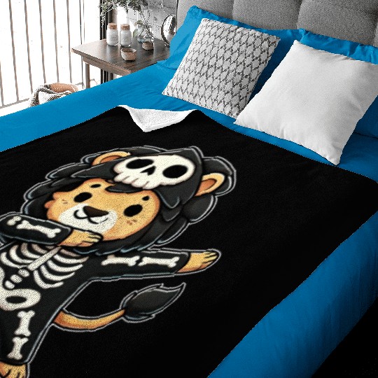 Halloween Skeleton Cute Lion Men Women Kids Baby Blankets