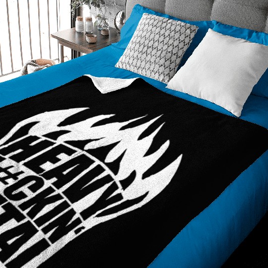 Heavy F#ckin' Metal Hard Rock Fun Music Text Quote Baby Blankets