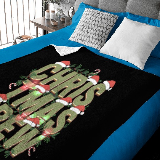 Christmas Crew with Santa Hats and Candy Canes Baby Blankets