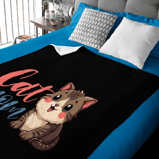 Adorable Cat Mom Design with Cute Kitten Baby Blankets