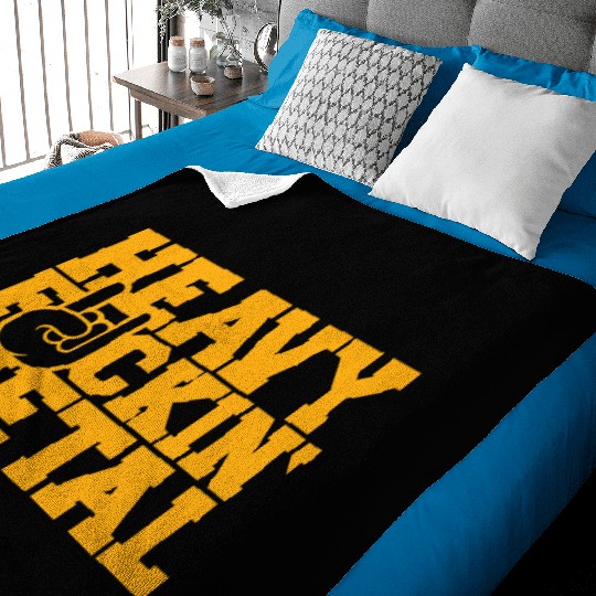 Heavy F#ckin' Metal Hard Rock Fun Music Text Quote Baby Blankets