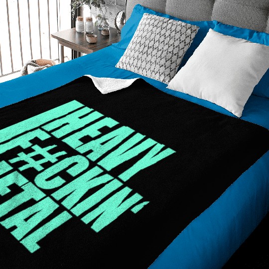 Heavy F#ckin' Metal Hard Rock Fun Music Text Quote Baby Blankets