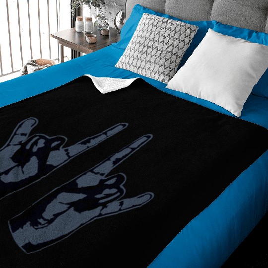 Heavy Metal Fun Hard Rock Music Horns Hand Gesture Baby Blankets