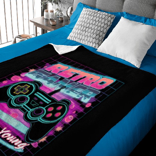 Retro Gamer Forever Young 01 sticker Baby Blankets