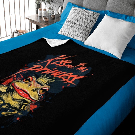 Kiss Me I'm A Princess Funny Frog Toad Baby Blankets