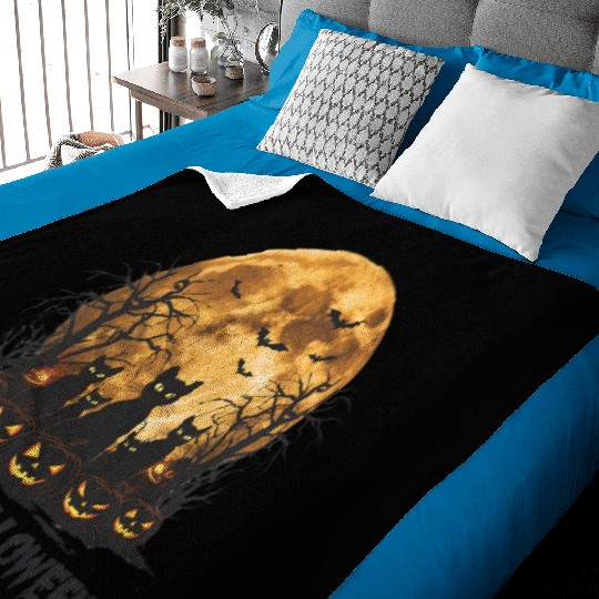 Midnight Cats: Spooky Halloween Night Baby Blankets