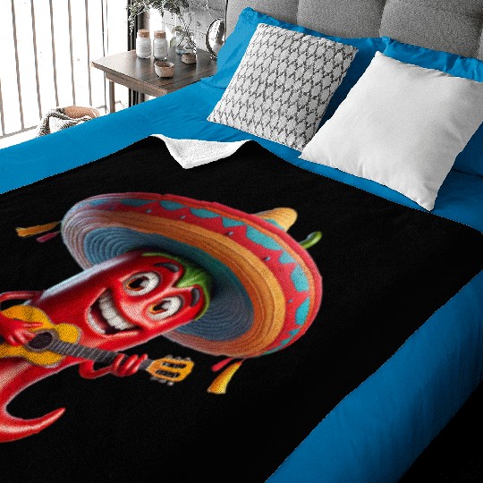 Spicy Mariachi Pepper Baby Blankets