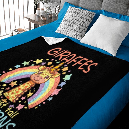 Giraffe Giraffes Are Just Tall Unicorns Baby Blankets