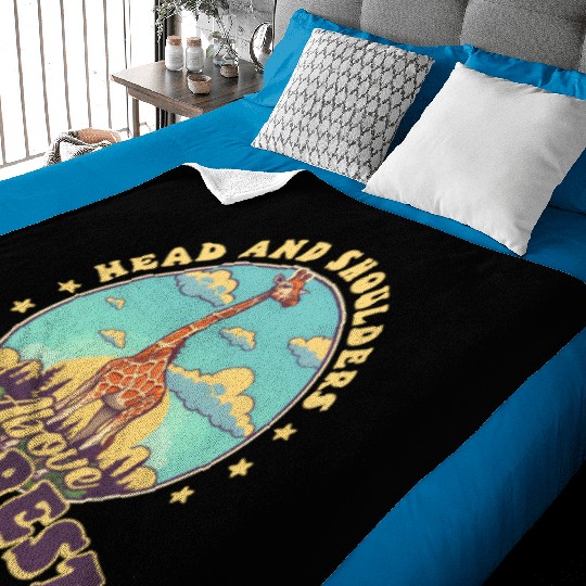 Giraffe Head And Shoulders Above The Rest Baby Blankets