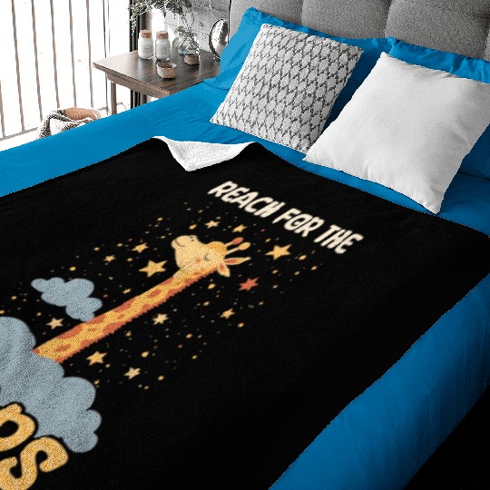 Giraffe Reach For The Stars Baby Blankets