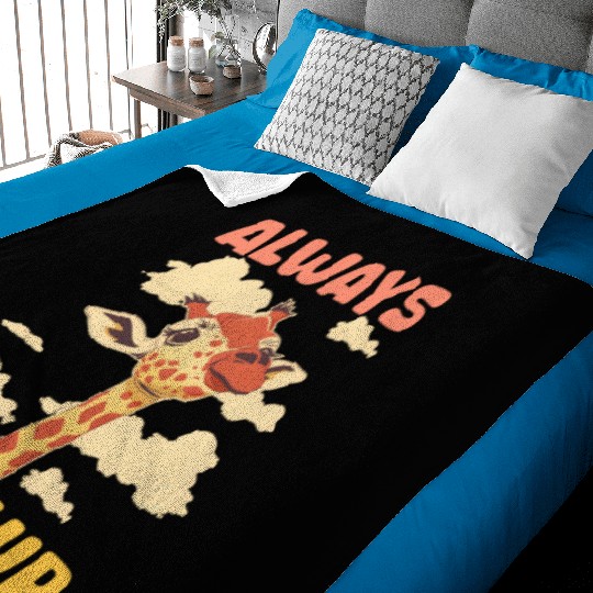Giraffe Always Look Up Baby Blankets