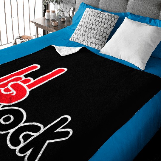 Heavy Metal Fun Hard Rock Music Horns Hand Gesture Baby Blankets