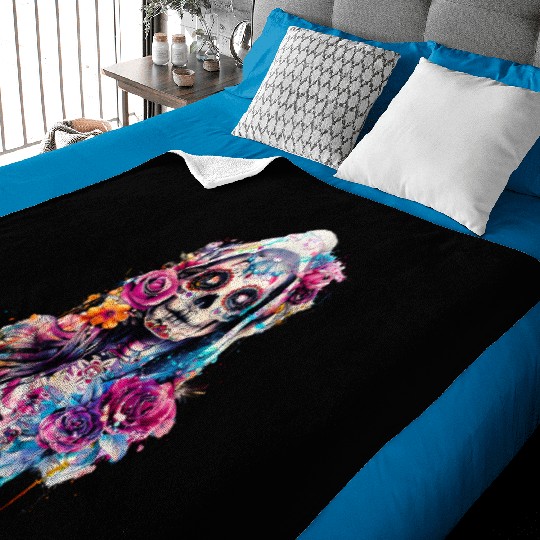 Santa Muerte Saint Mexican Folklore Dead Skull Baby Blankets