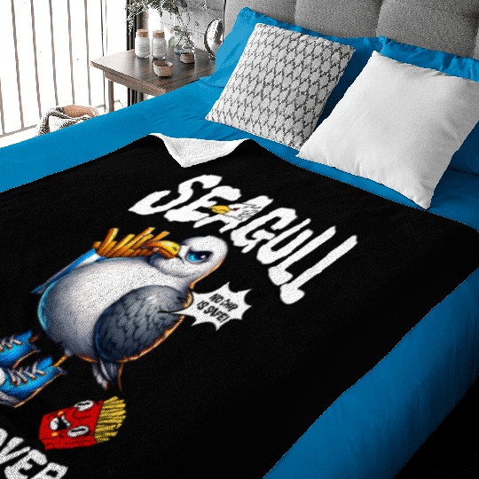 Seagull The Potato Chips Lover Funny Sea Bird Baby Blankets
