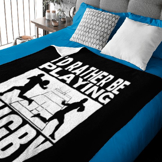 I'd Rather Be Playing Rugby Funny Rugby Player Baby Blankets