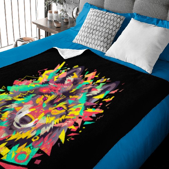 Majestic Pop Art Alpha Wolf - Vibrant Warm Baby Blankets
