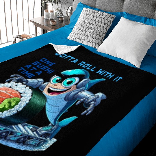 funny shark cyborg cyberpunk rolling sushi Baby Blankets
