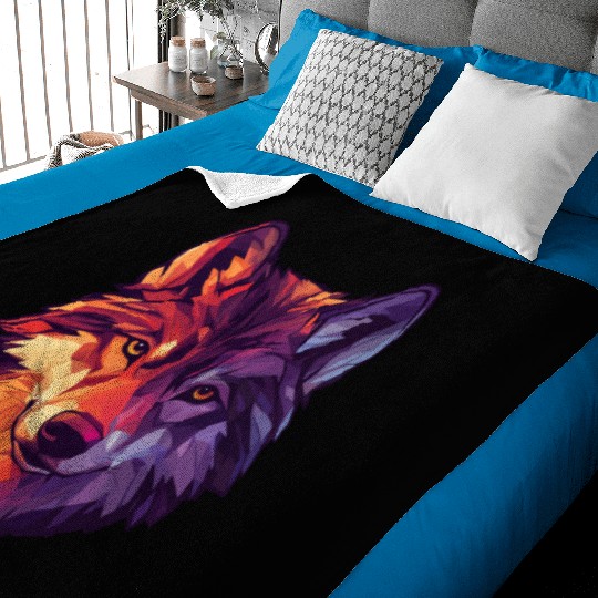 Floral Wolf Vintage Flowers Wolf Face for Wolves Baby Blankets