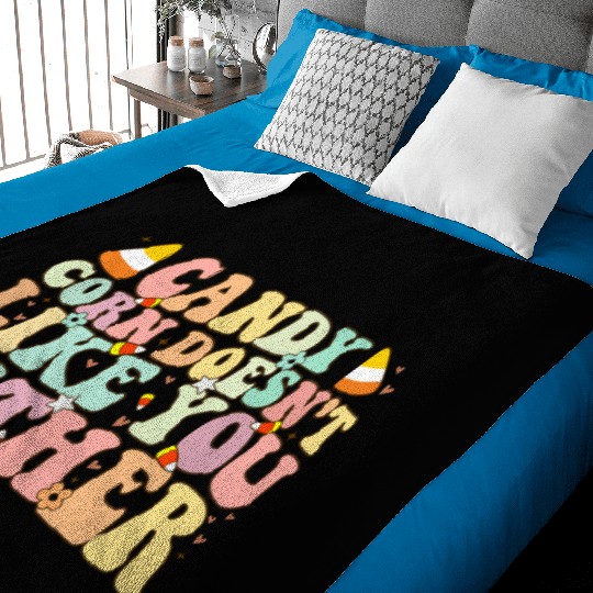 Candy Corn Doesn't Like You Either Funny Halloween Baby Blankets