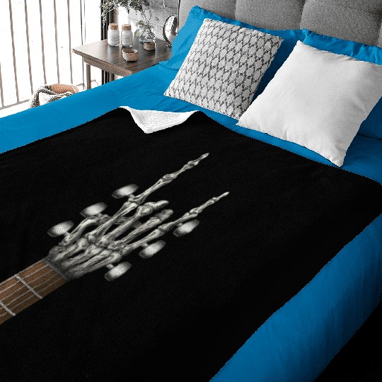 Rock On Guitar Neck Skeleton Hand Sign Rock & Roll Baby Blankets