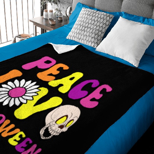 Peace Love Halloween Cute Colorful Trick or Treat Baby Blankets