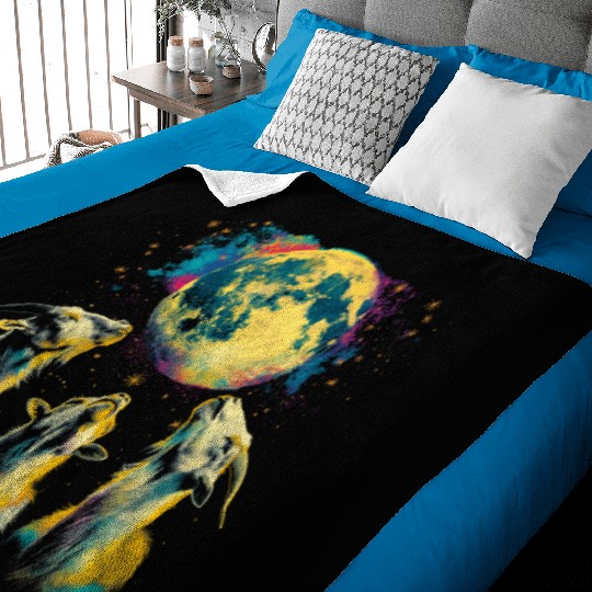 Goat Farm Animal Farmer Howling Moon Baby Blankets