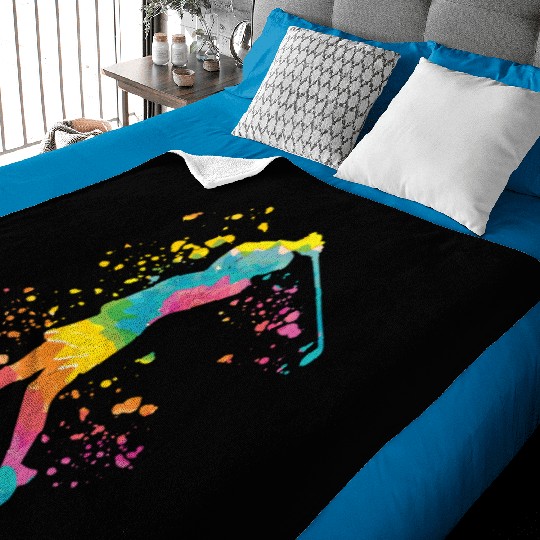Golfer Colorsplash Kids Miniature Golf Baby Blankets