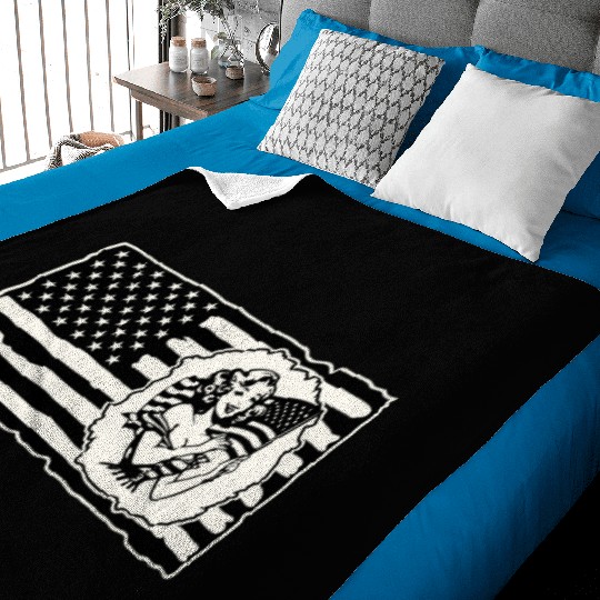 Retro Flag Girl © LIKE US ON FACEBOOK # Baby Blankets