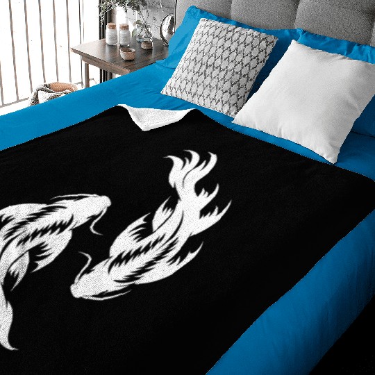 Koi Carp Yoga Circle Style Yin And Yang Baby Blankets