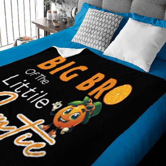 Big Brother Little Cutie Baby Shower Orange 1st Bi Baby Blankets