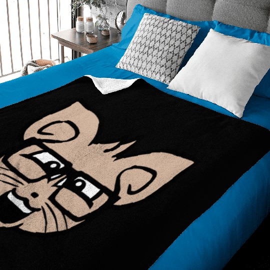 Nerd Cat Horn-rimmed Glasses Geek Smart Kitten Fun Baby Blankets