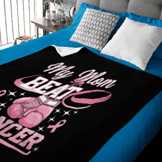 My Mom Beat Cancer Breast Cancer Awareness Baby Blankets