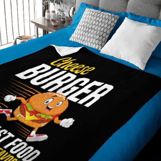 Running Hamburger Cheese Burger Fast Food Favorite Baby Blankets