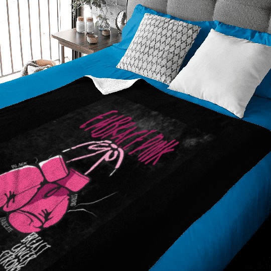 Embrace Pink Black Bold Eradicate Breast Cancer Baby Blankets