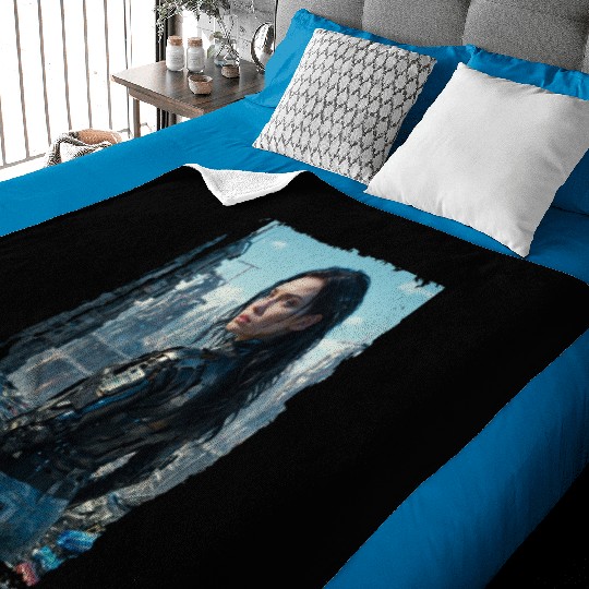 Portrait of a sci-fi cyberpunk girl Baby Blankets