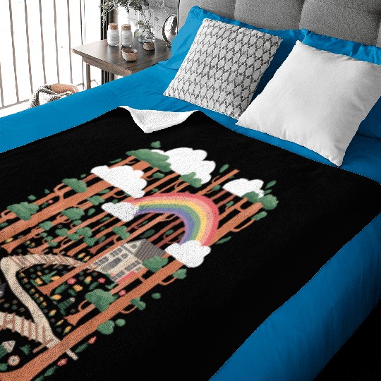 Cottagecore Serene Forest Rainbow Path Baby Blankets