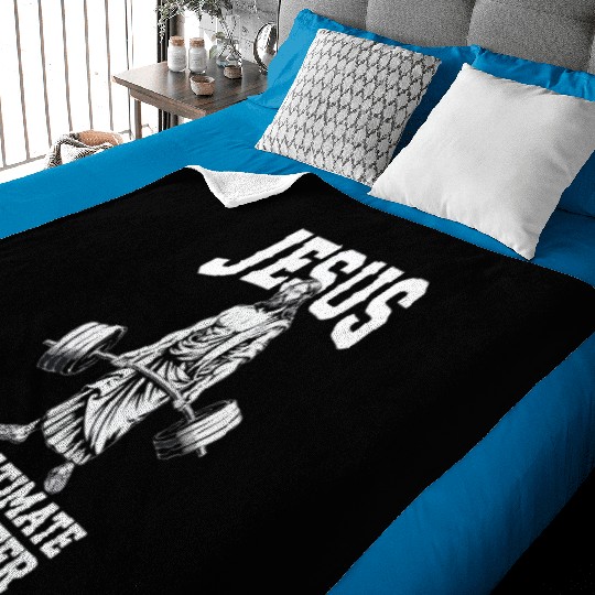 Jesus Deadlifter Muscles Workout Fitness Workout Baby Blankets
