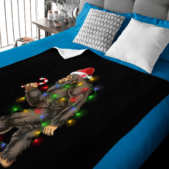Bigfoot Sasquatch Yeti Candy Cane Christmas Baby Blankets