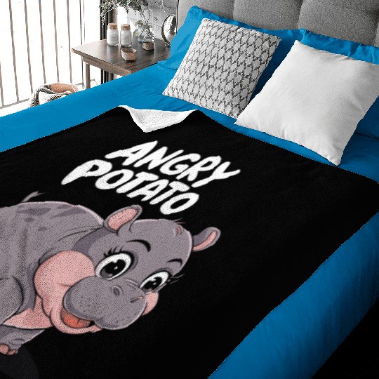 Moo Deng Angry Potato Hippo Fun Baby Blankets