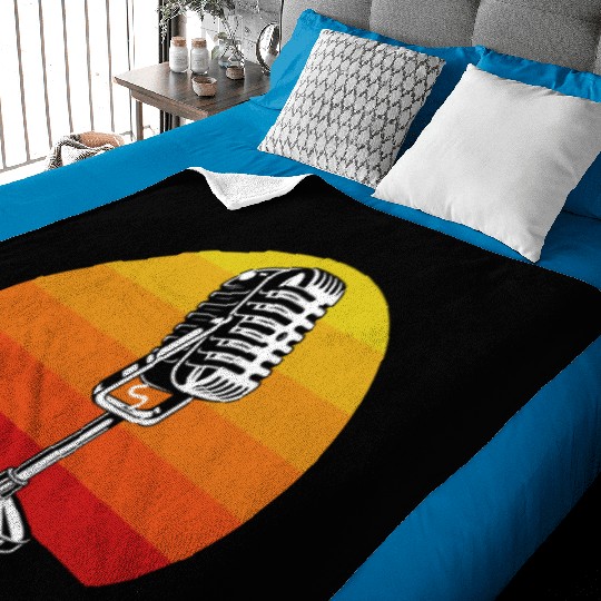 Retro Microphone Design For Music Lovers Baby Blankets