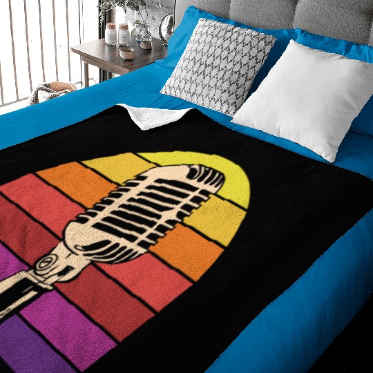 Vintage Microphone Retro Sunset Baby Blankets