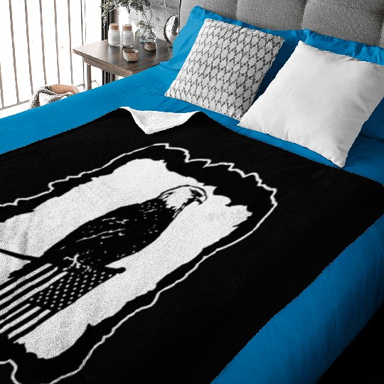 Framed Eagle On Flag Pole LIKE US ON FACEBOOK # Baby Blankets