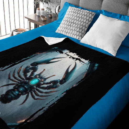 Zodiac sign Scorpio in cyberpunk era Future Baby Blankets