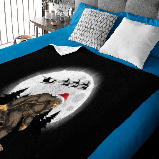 Bigfoot Believe Christmas Tree Sasquatch Santa Baby Blankets