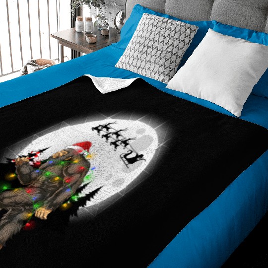 Bigfoot Believe Christmas Tree Sasquatch Santa Baby Blankets