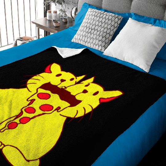 2 Cats Food Salami Pizza Fast Food Fun Hunger Team Baby Blankets