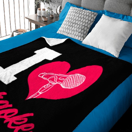 I Love Karaoke Microphone Heart Baby Blankets